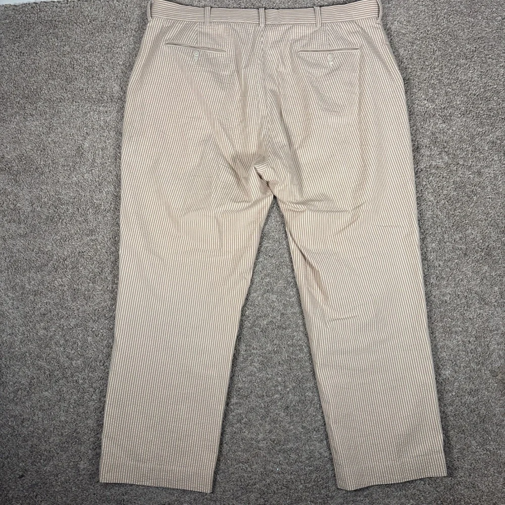 Polo Ralph Lauren Mens Tan White Seersucker Striped Cotton Pants 40x30 Straight